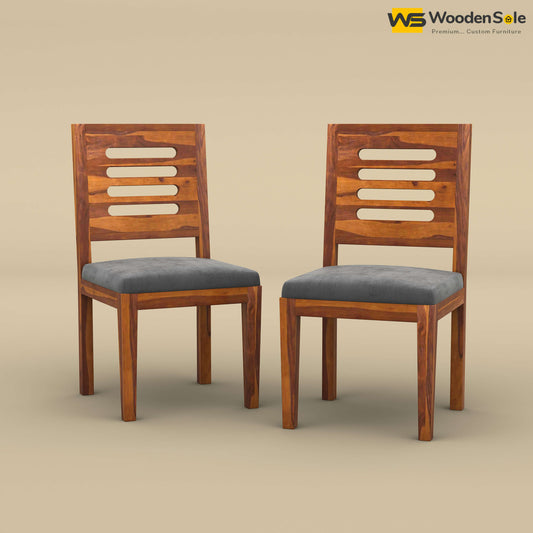 Sheesham Wood Dining Chair with Cushion - Set of 2 (Honey Finish)