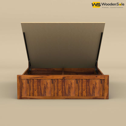 Hamza Hydraulic Storage Bed (King Size, Honey Finish)