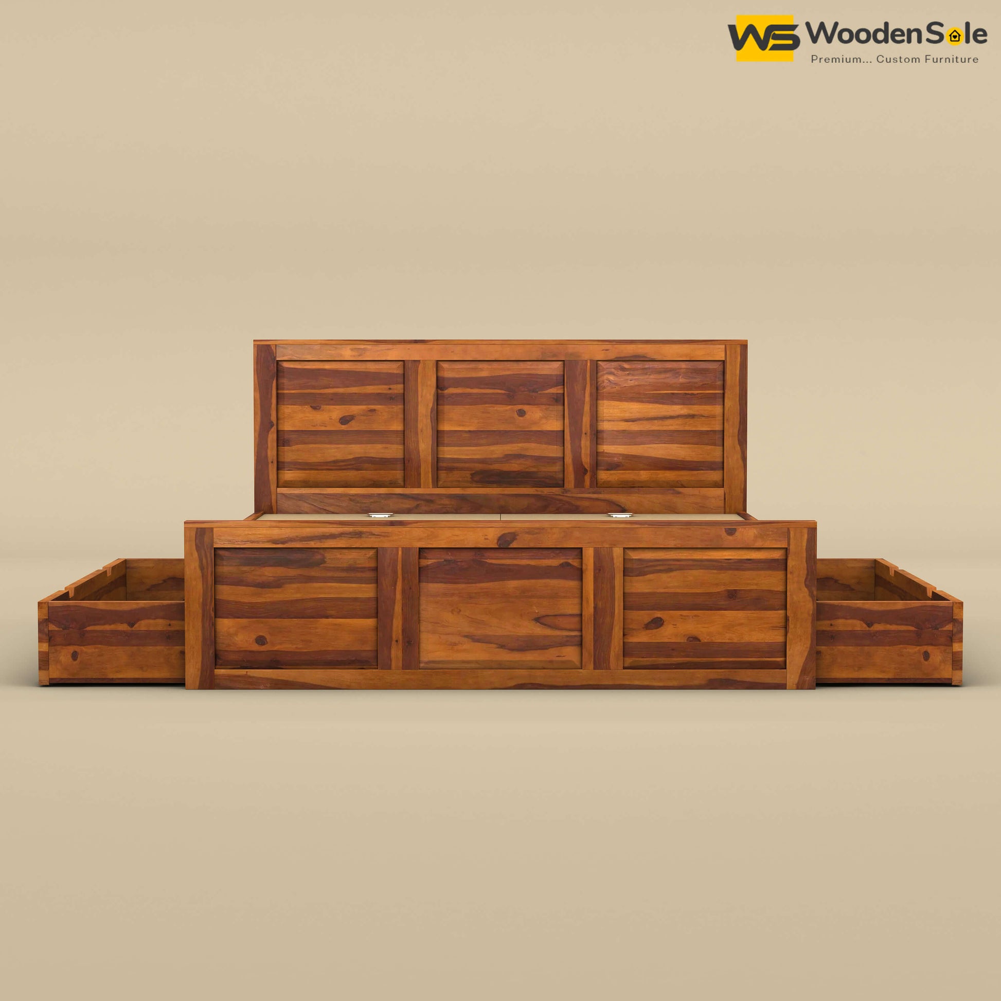 Big Diamond Drawer Storage Bed (King Size, Honey Finish)