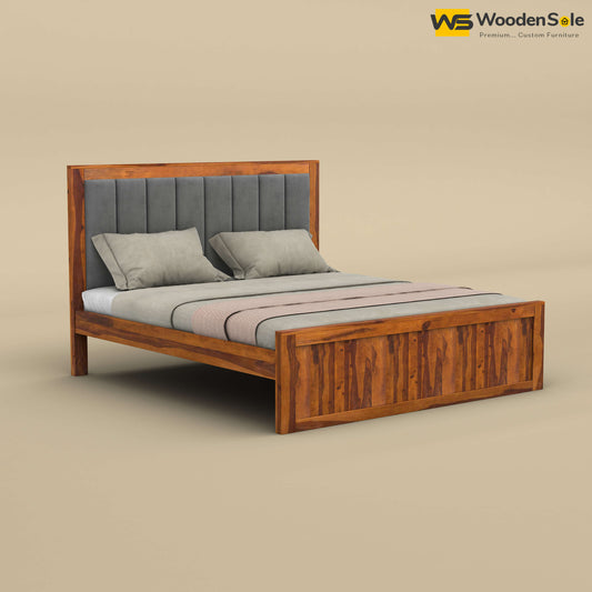 Hamza Without Storage Bed (King Size, Honey Finish)