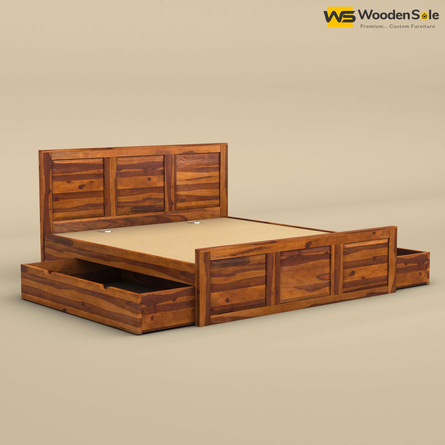 Big Diamond Drawer Storage Bed (King Size, Honey Finish)