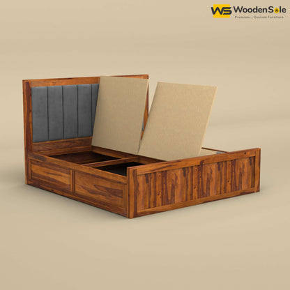 Hamza Box Storage Bed (King Size, Honey Finish)