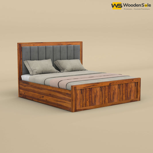Hamza Hydraulic Storage Bed (King Size, Honey Finish)