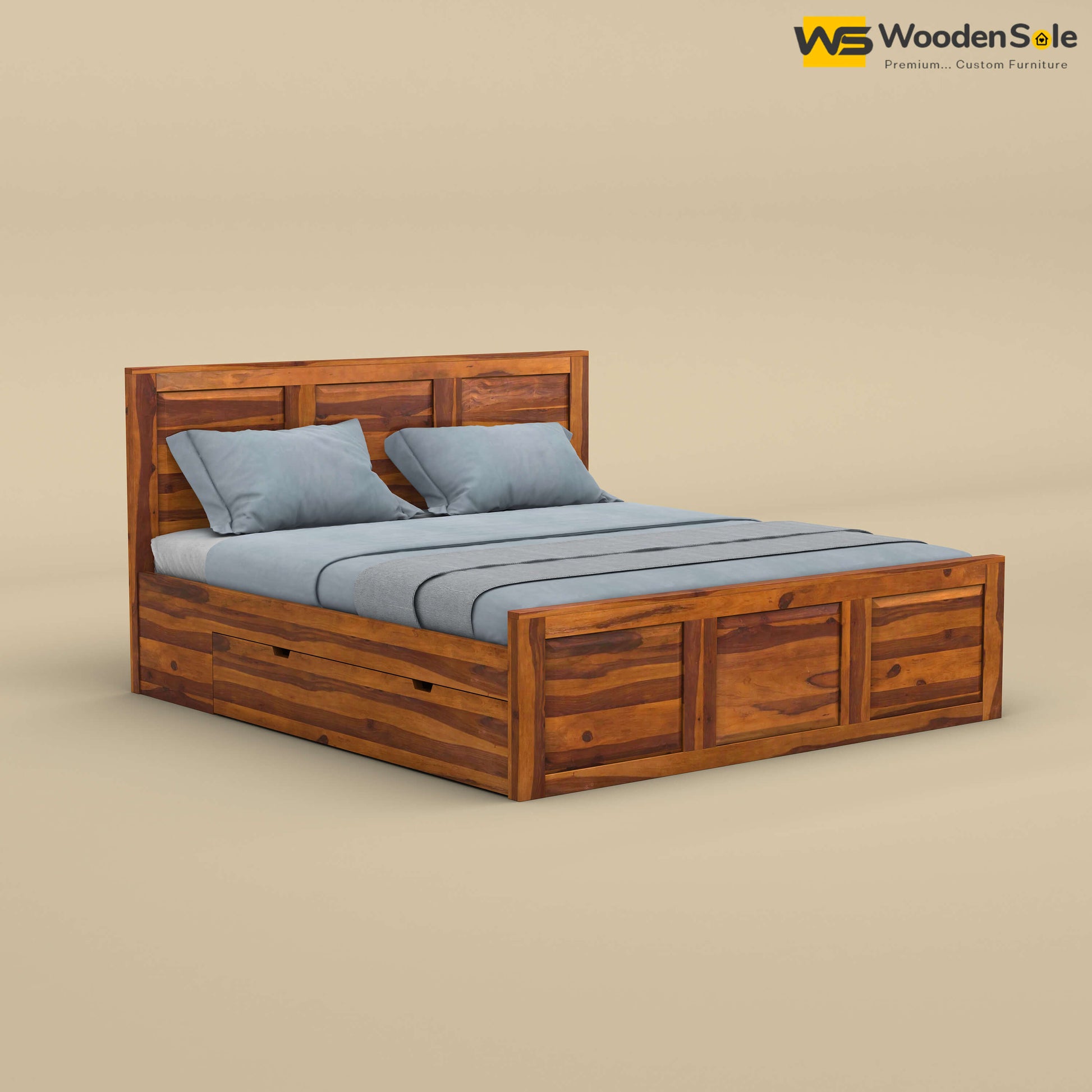 Big Diamond Drawer Storage Bed (King Size, Honey Finish)