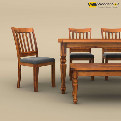 Martha 6 Seater Dining Table Set with Bench (Honey Finish)