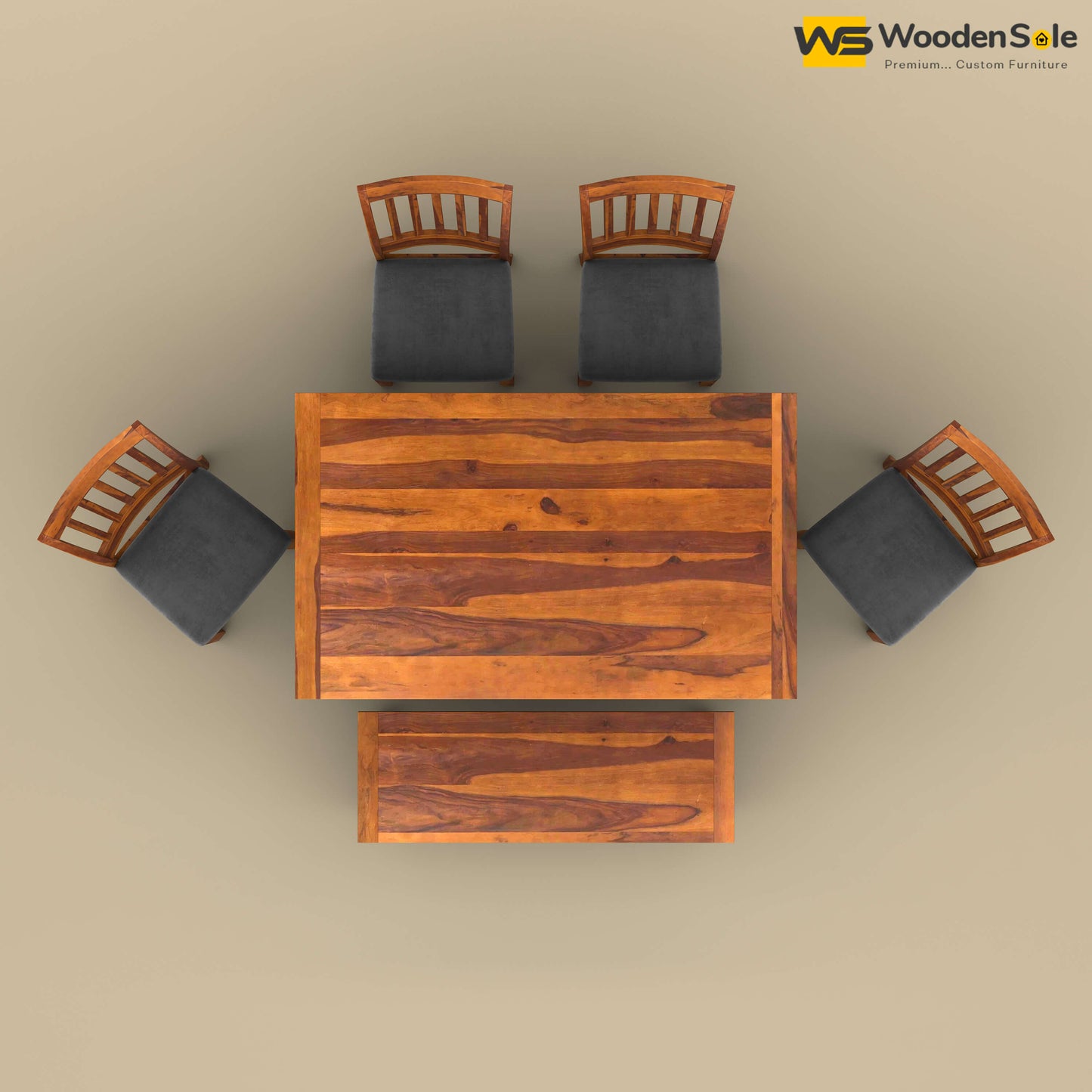 Martha 6 Seater Dining Table Set with Bench (Honey Finish)