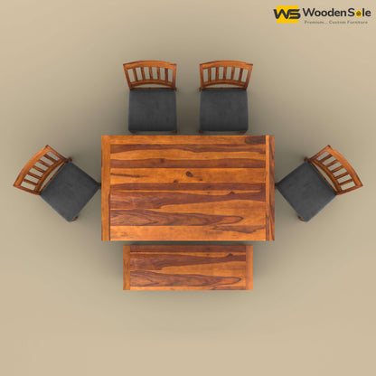 Martha 6 Seater Dining Table Set with Bench (Honey Finish)