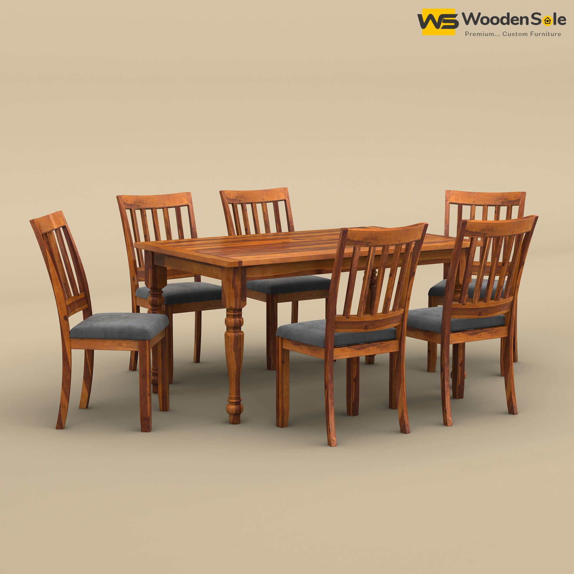 Martha 6 Seater Dining Table Set (Honey Finish)