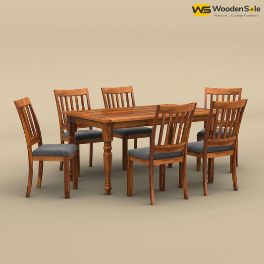 Martha 6 Seater Dining Table Set (Honey Finish)
