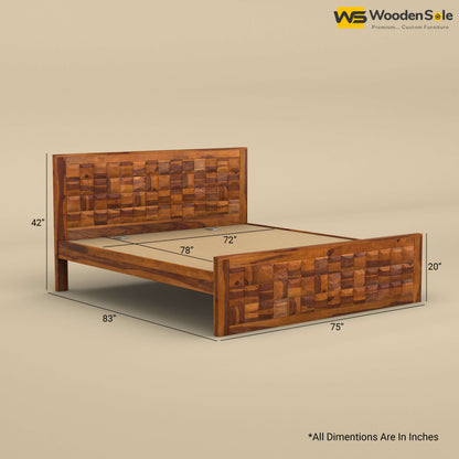 Diamond Without Storage Bed (King Size, Honey Finish)