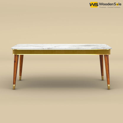 Dublin Marble Top 6 Seater Dining Table (Velvet, Mustard Yellow)