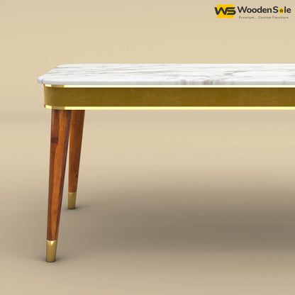Dublin Marble Top 6 Seater Dining Table (Velvet, Mustard Yellow)