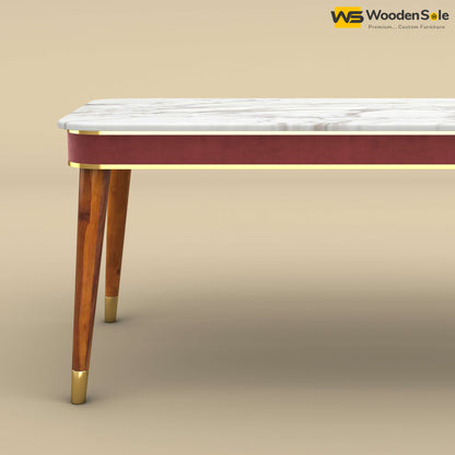 Dublin Marble Top 6 Seater Dining Table (Velvet, Pink)