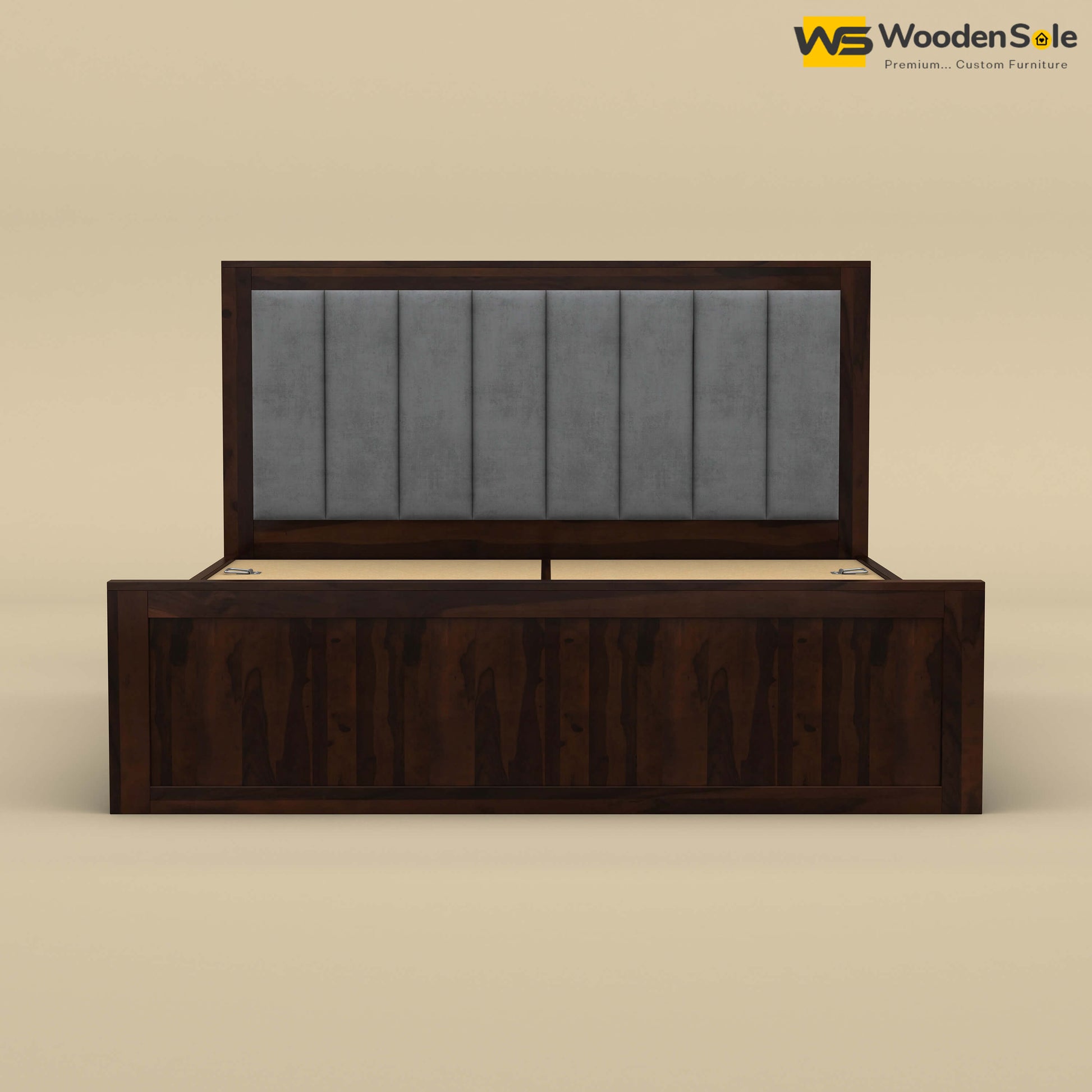 Hamza Box Storage Bed (King Size, Walnut Finish)