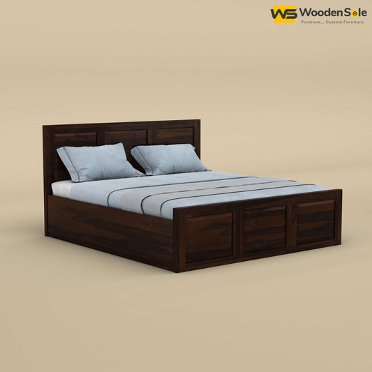 Big Diamond Hydraulic Storage Bed (King Size, Walnut Finish)