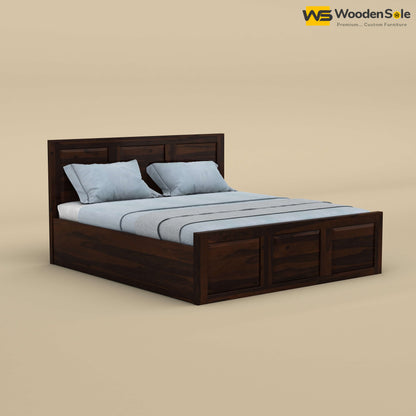 Big Diamond Hydraulic Storage Bed (King Size, Walnut Finish)
