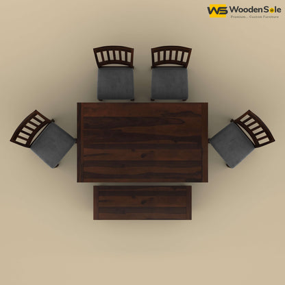 Martha 6 Seater Dining Table Set with Bench (Walnut Finish)Martha 6 Seater Dining Table Set with Bench (Walnut Finish)