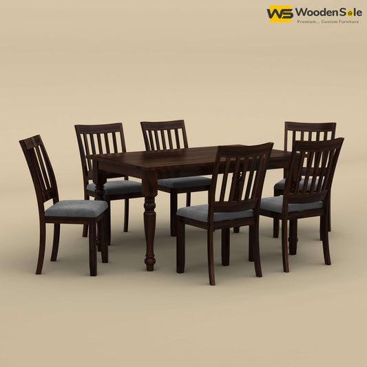Martha 6 Seater Dining Table Set (Walnut Finish)