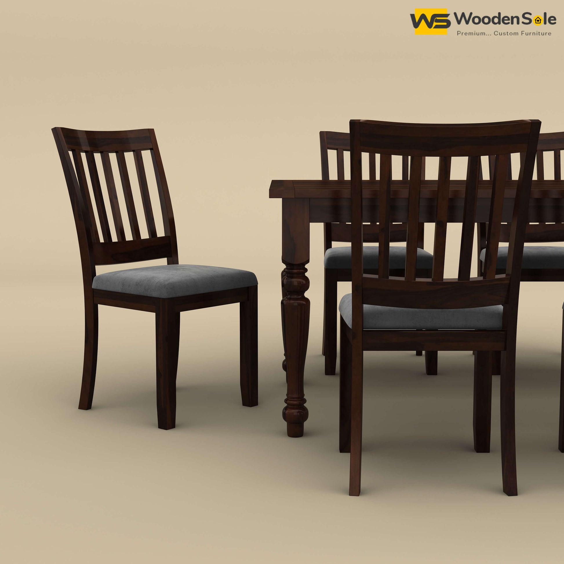 Martha 6 Seater Dining Table Set (Walnut Finish)