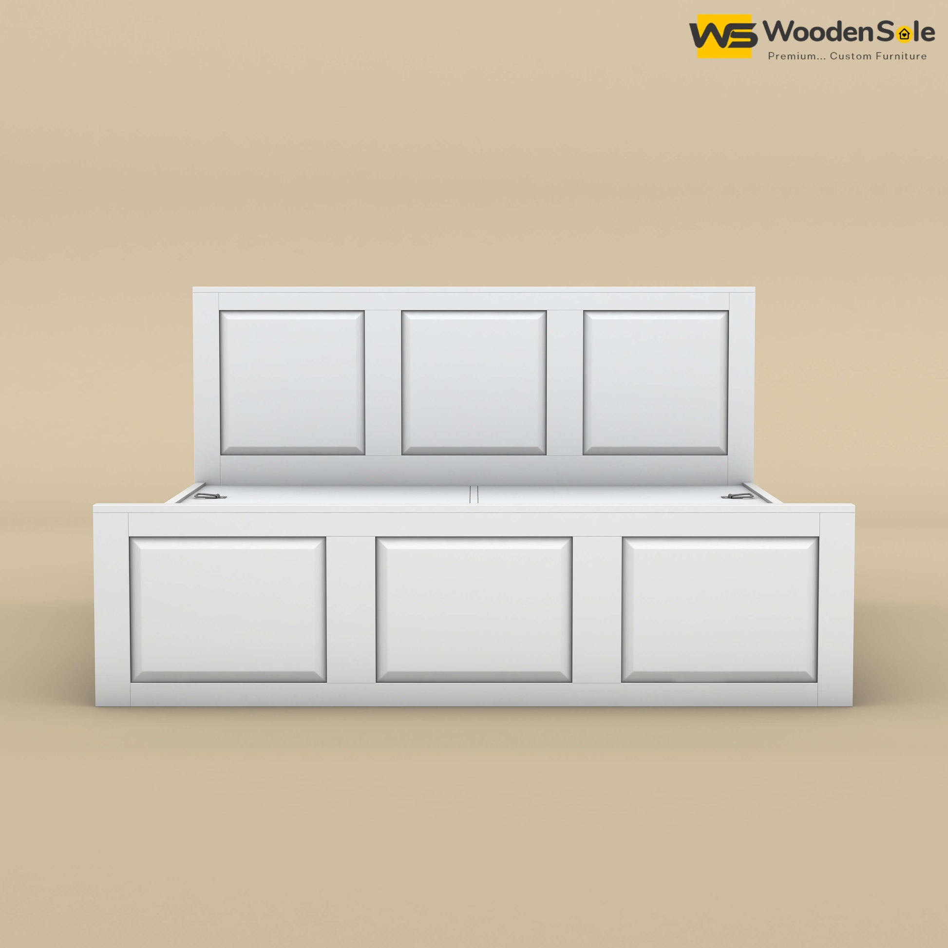 Big Diamond Box Storage Bed (King Size, White Finish)