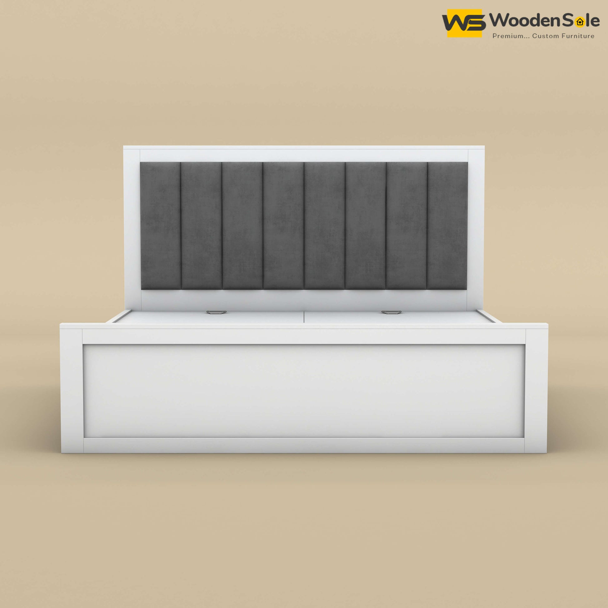 Hamza Without Storage Bed (King Size, White Finish)