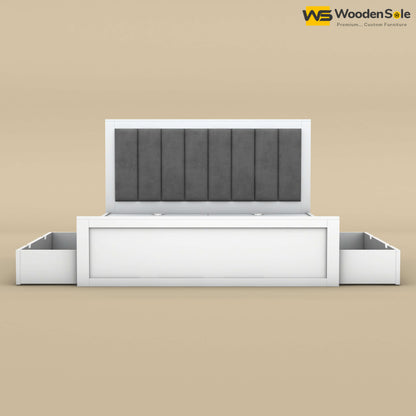 Hamza Drawer Storage Bed (King Size, White Finish)