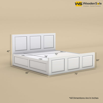 Big Diamond Box Storage Bed (King Size, White Finish)