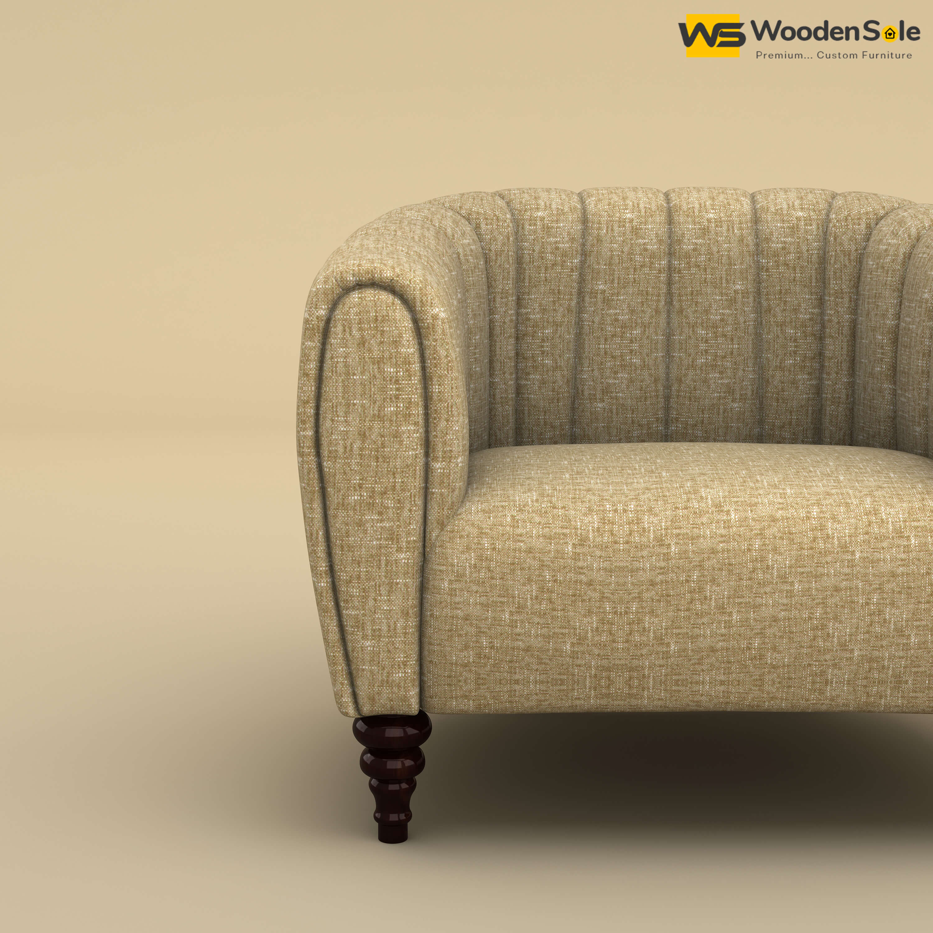 Amaya Single Seater Fabric Sofa (Cotton, Faux Cream)