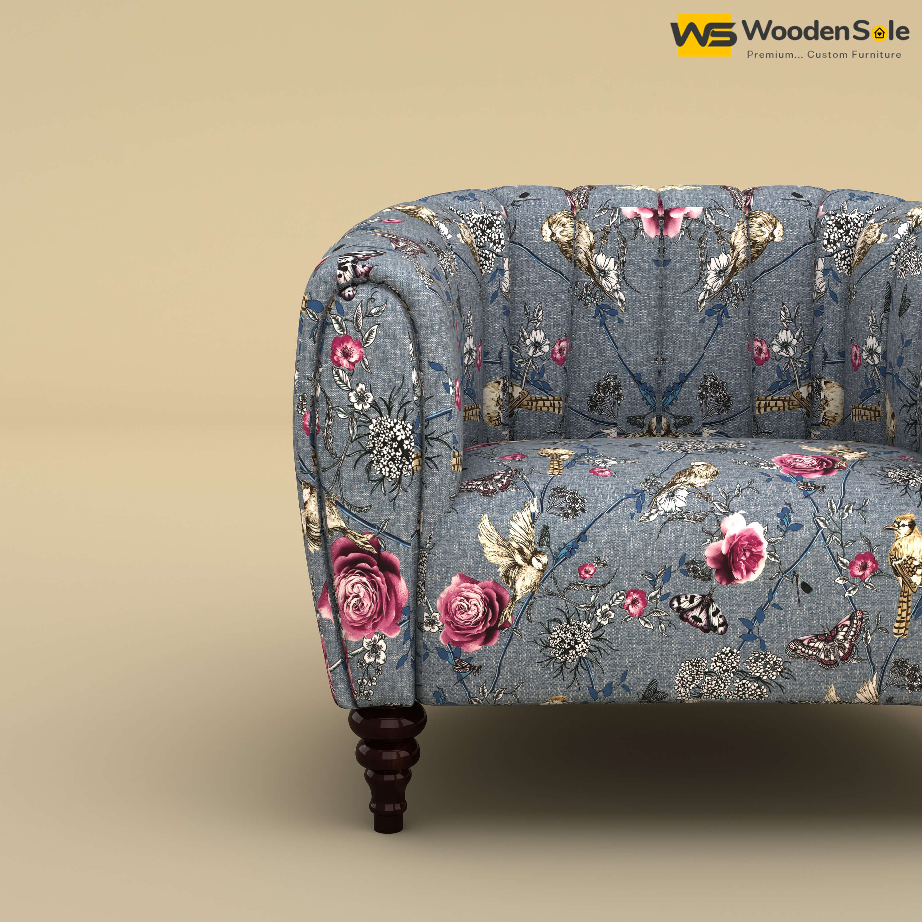 Amaya Single Seater Fabric Sofa (Cotton, Floral Printed)