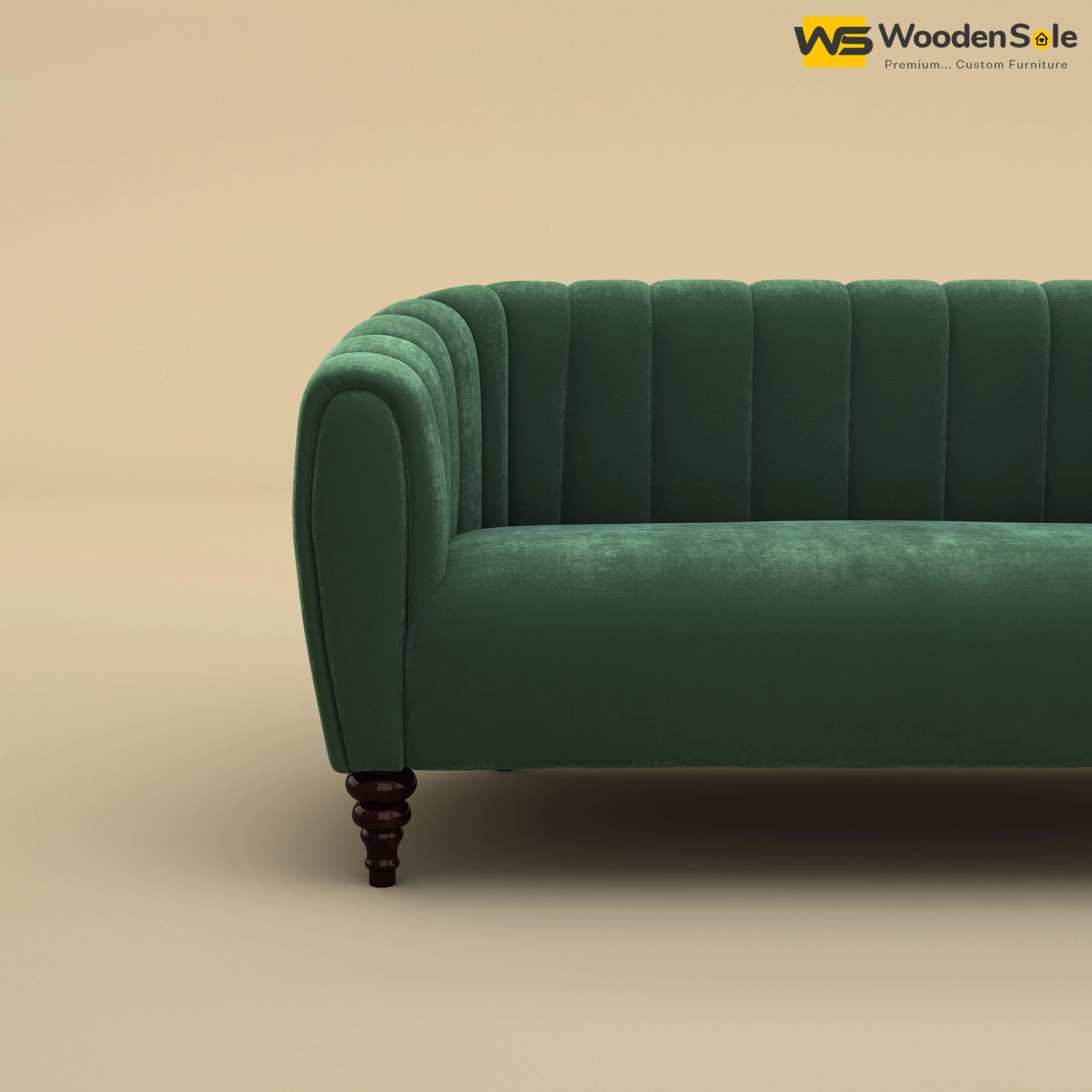 Amaya Two Seater Fabric Sofa (Velvet, Forest Green)