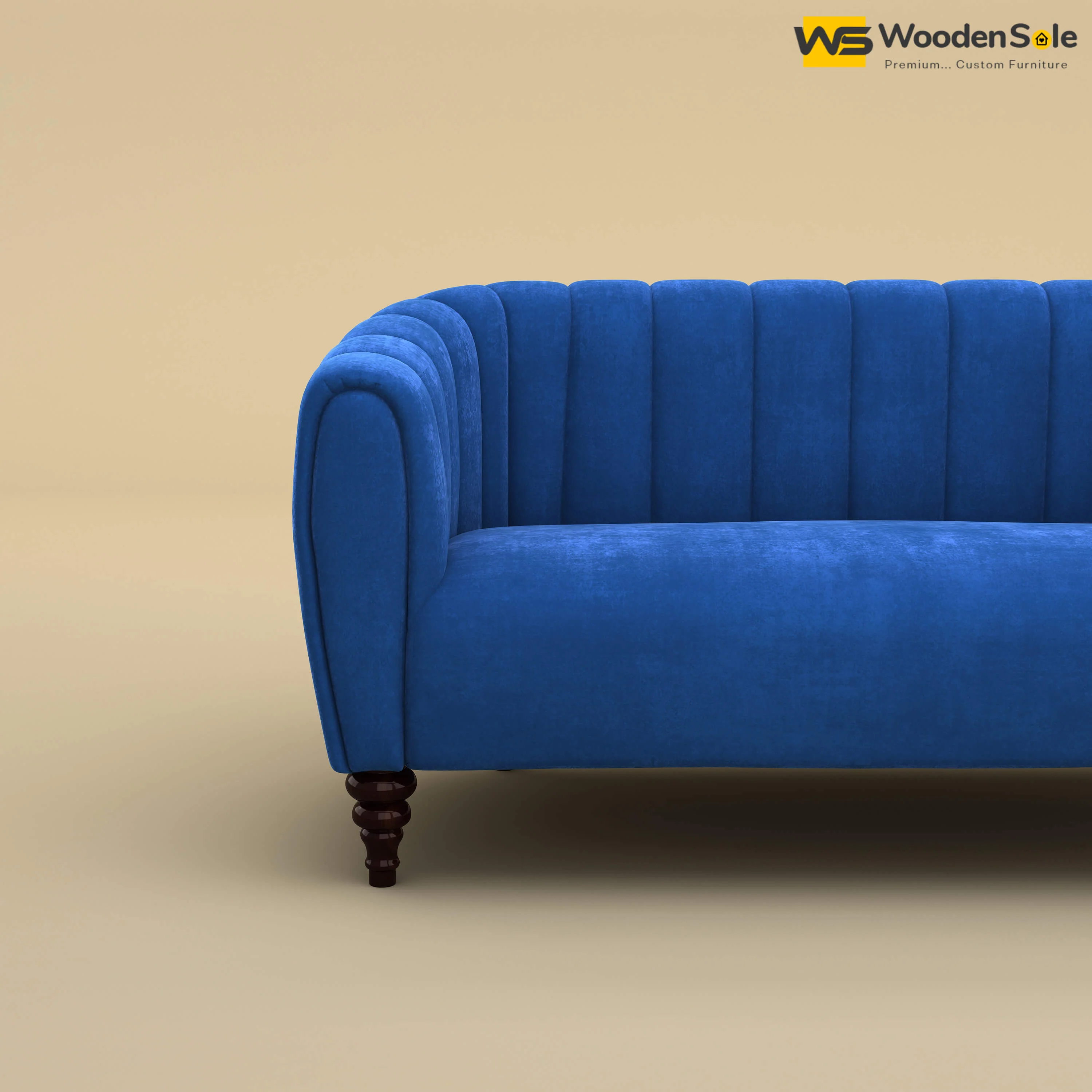 Amaya Two Seater Fabric Sofa (Velvet, Royal Blue)