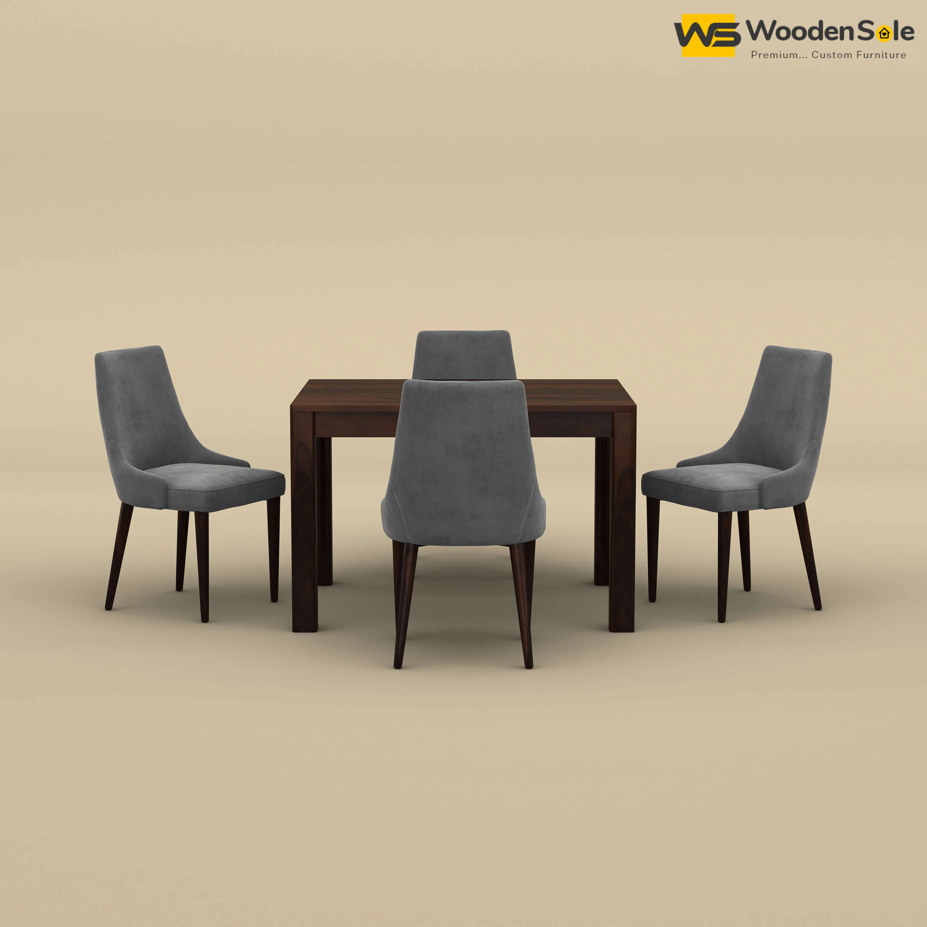 Ashley 4 Seater Dining Table Set (Walnut Finish)