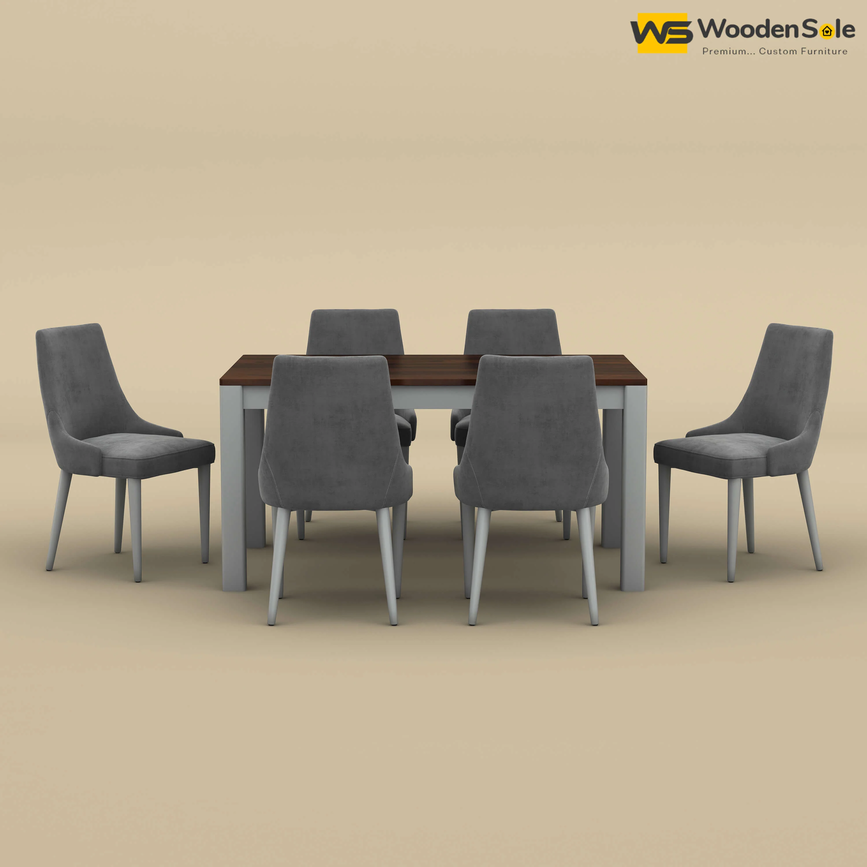 Ashley 6 Seater Dining Table Set (Walnut & Gray Finish)