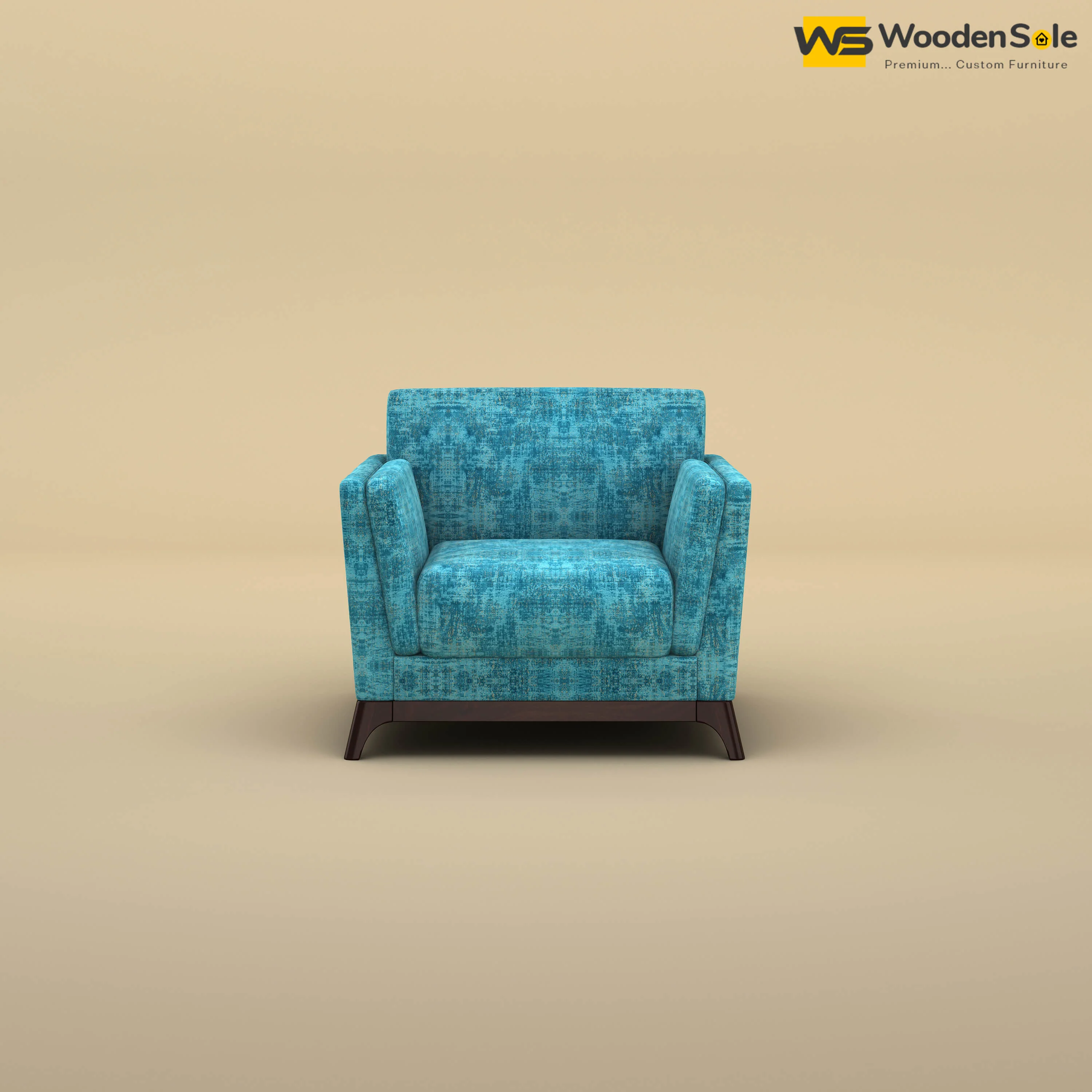 Bruno 1 Seater Sofa (Cotton, Teal Blue)