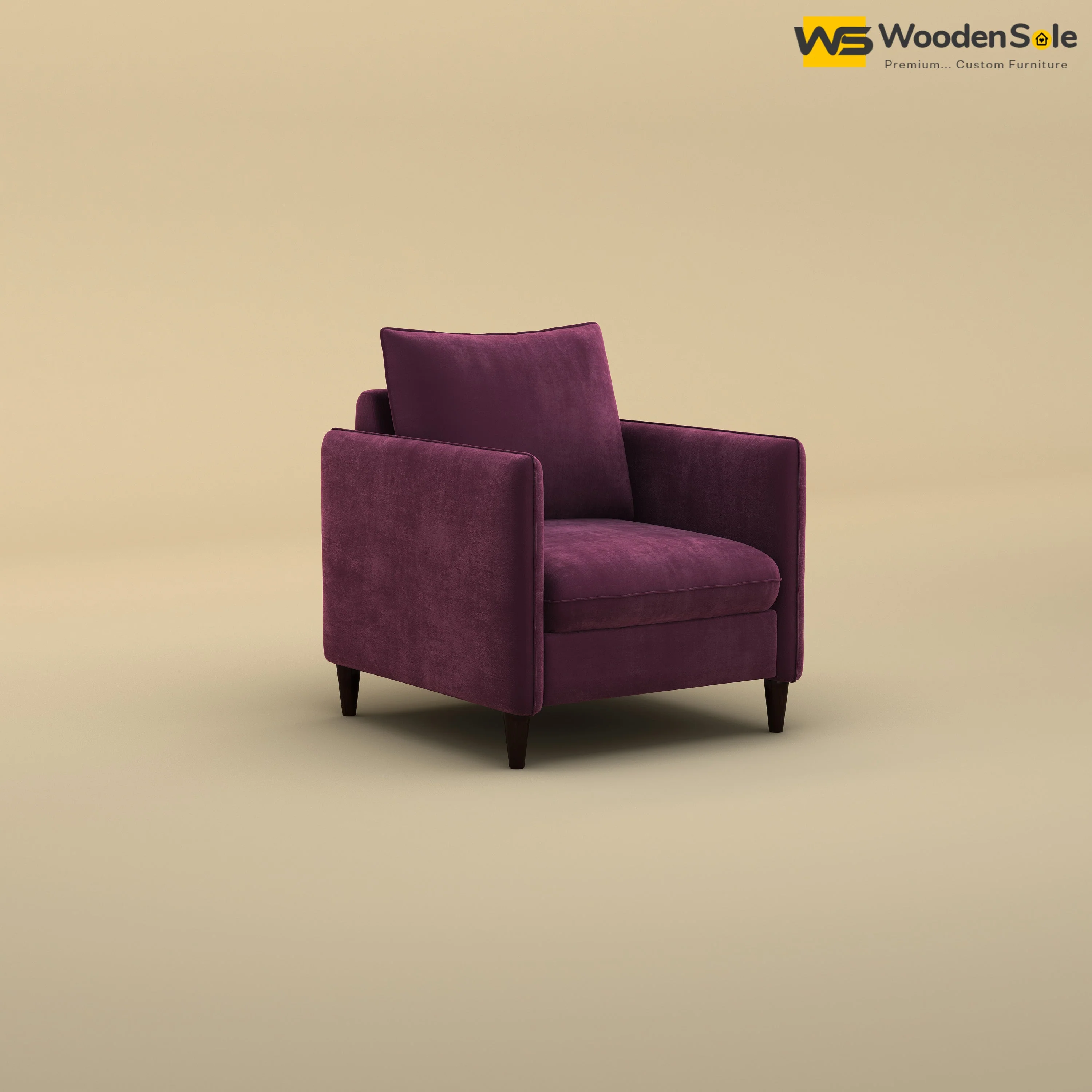 Citron 1 Seater Fabric Sofa (Velvet, Dark Purple)