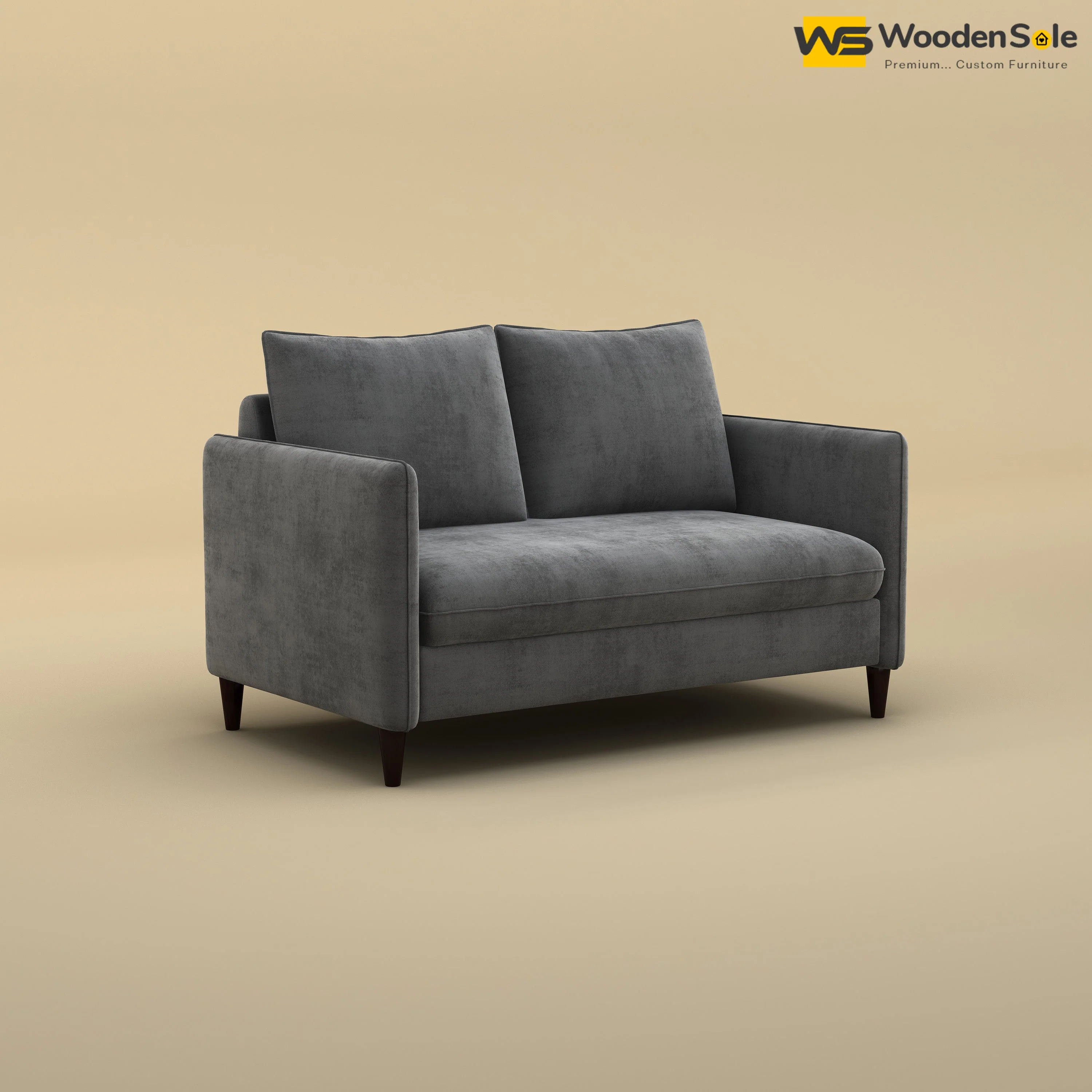 Citron 2 Seater Fabric Sofa (Velvet, Charcoal Gray)