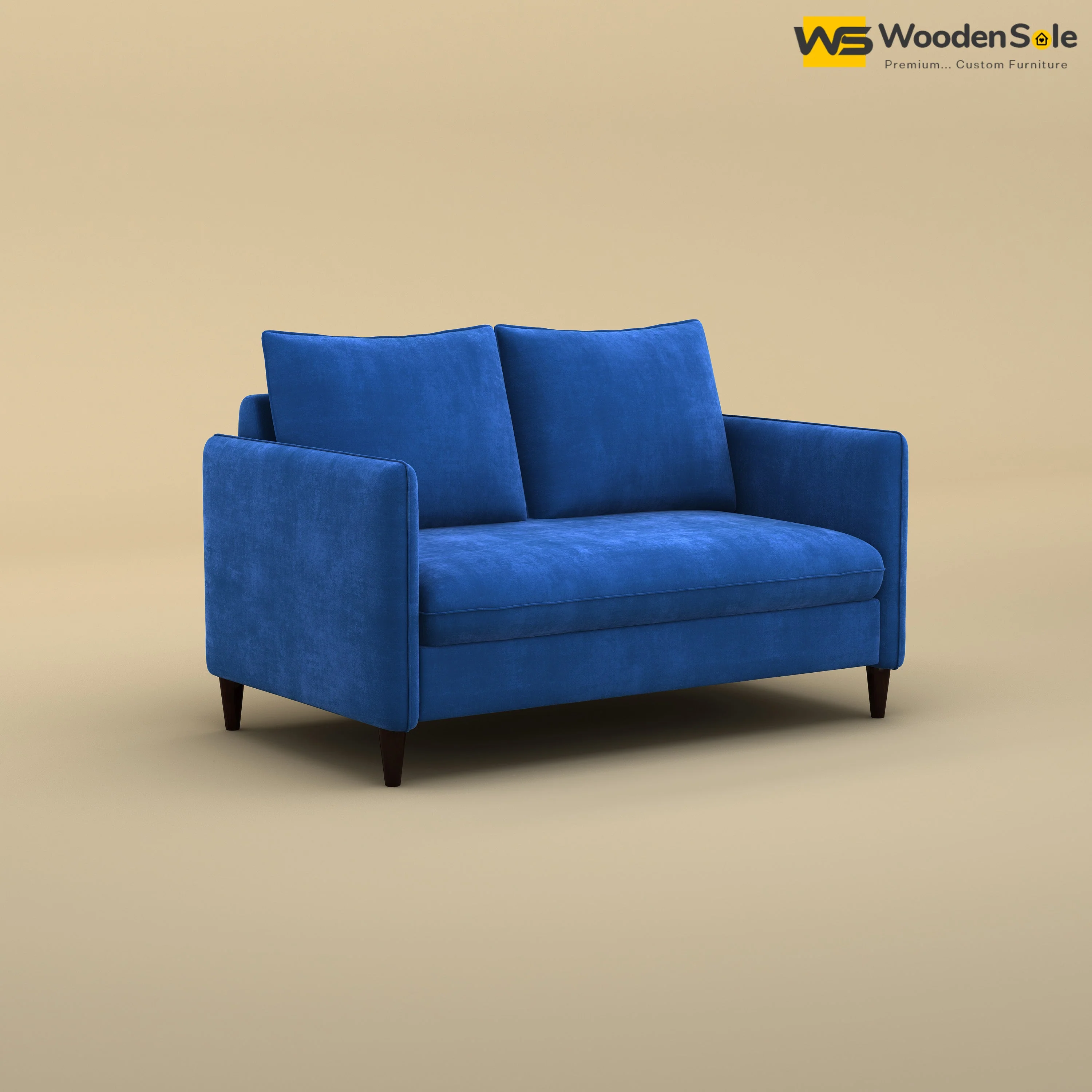 Citron 2 Seater Fabric Sofa (Velvet, Royal Blue)