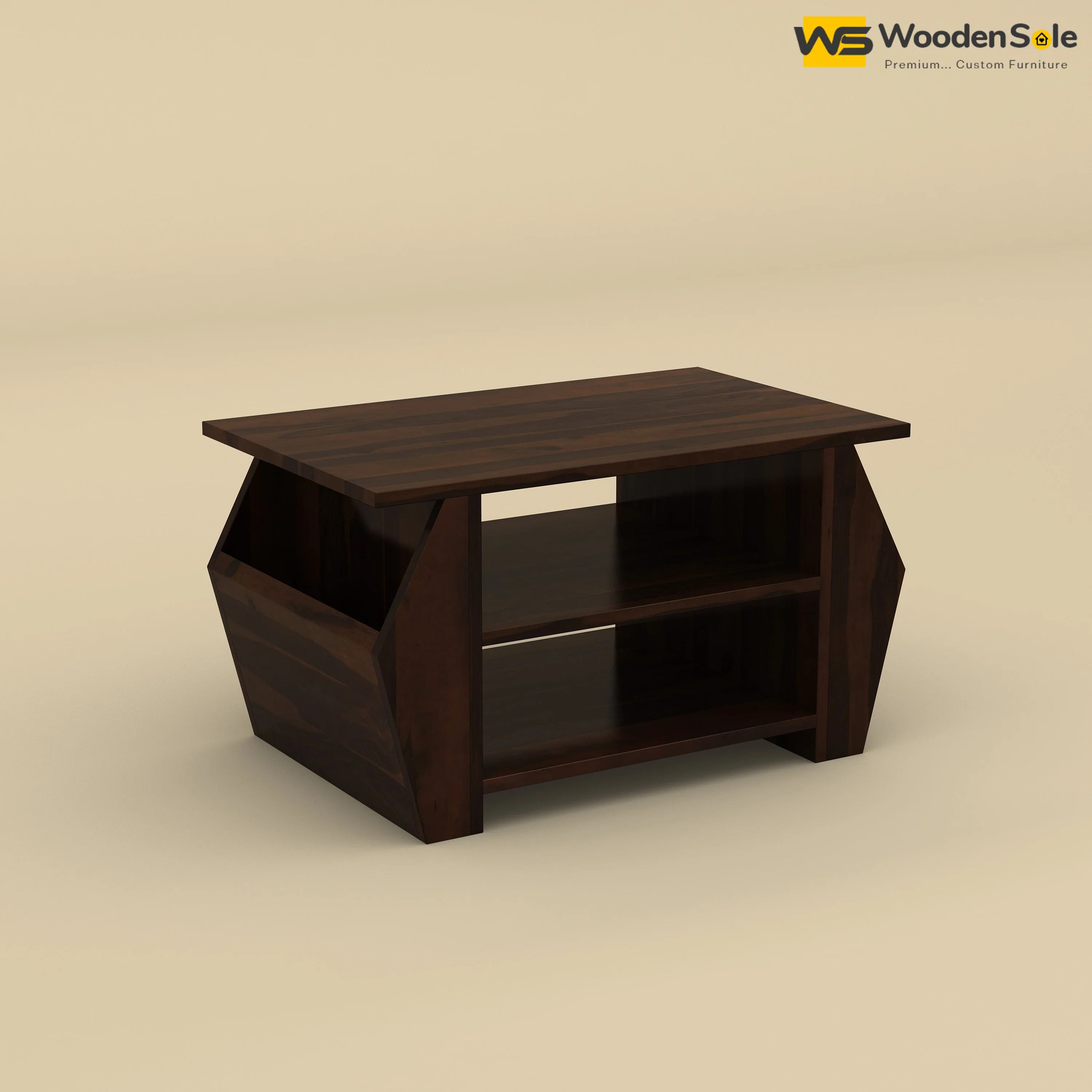 Compact Sheesham Wood Coffee Table (Walnut Finish)