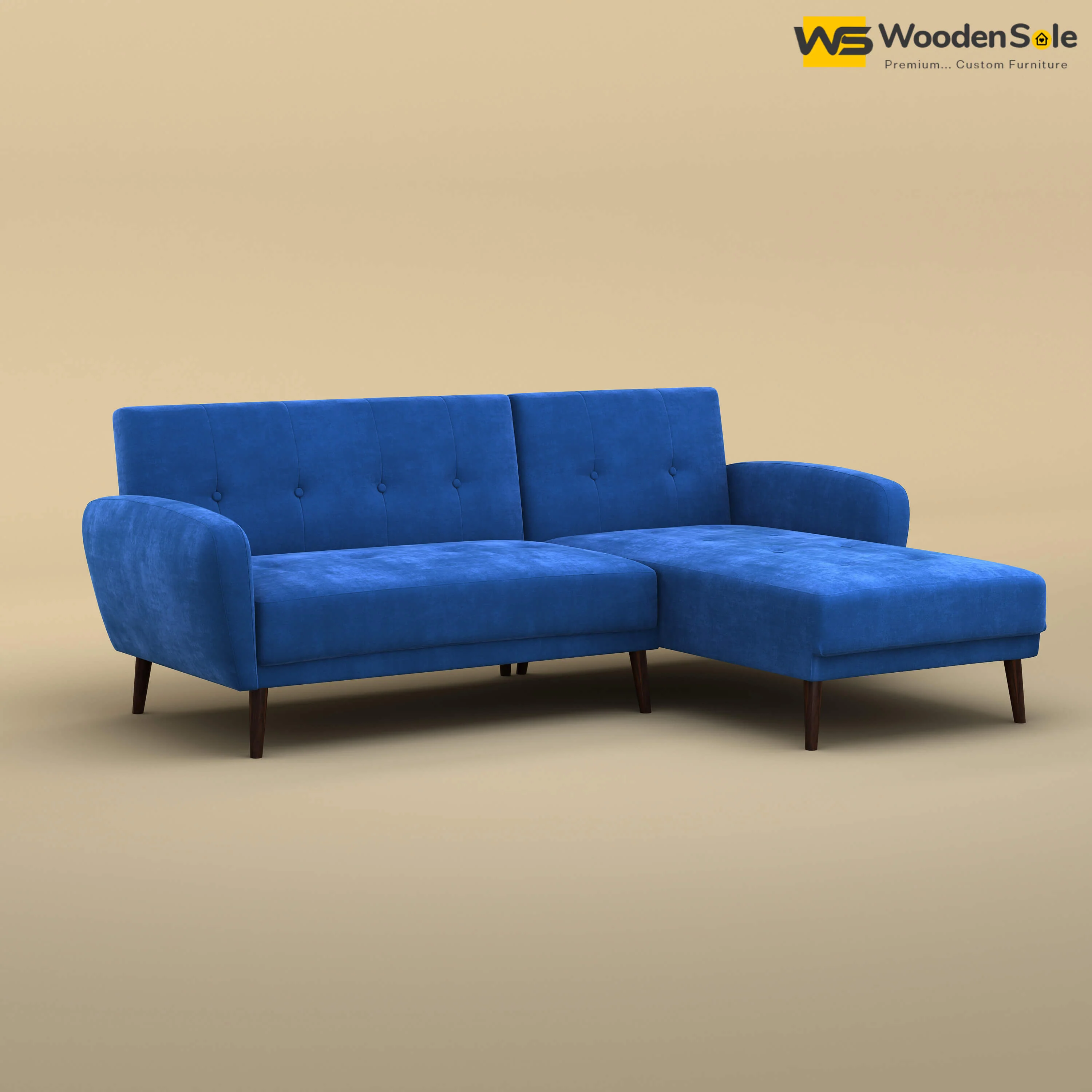 Daisy L Shape Sofa (Velvet, Royal Blue)