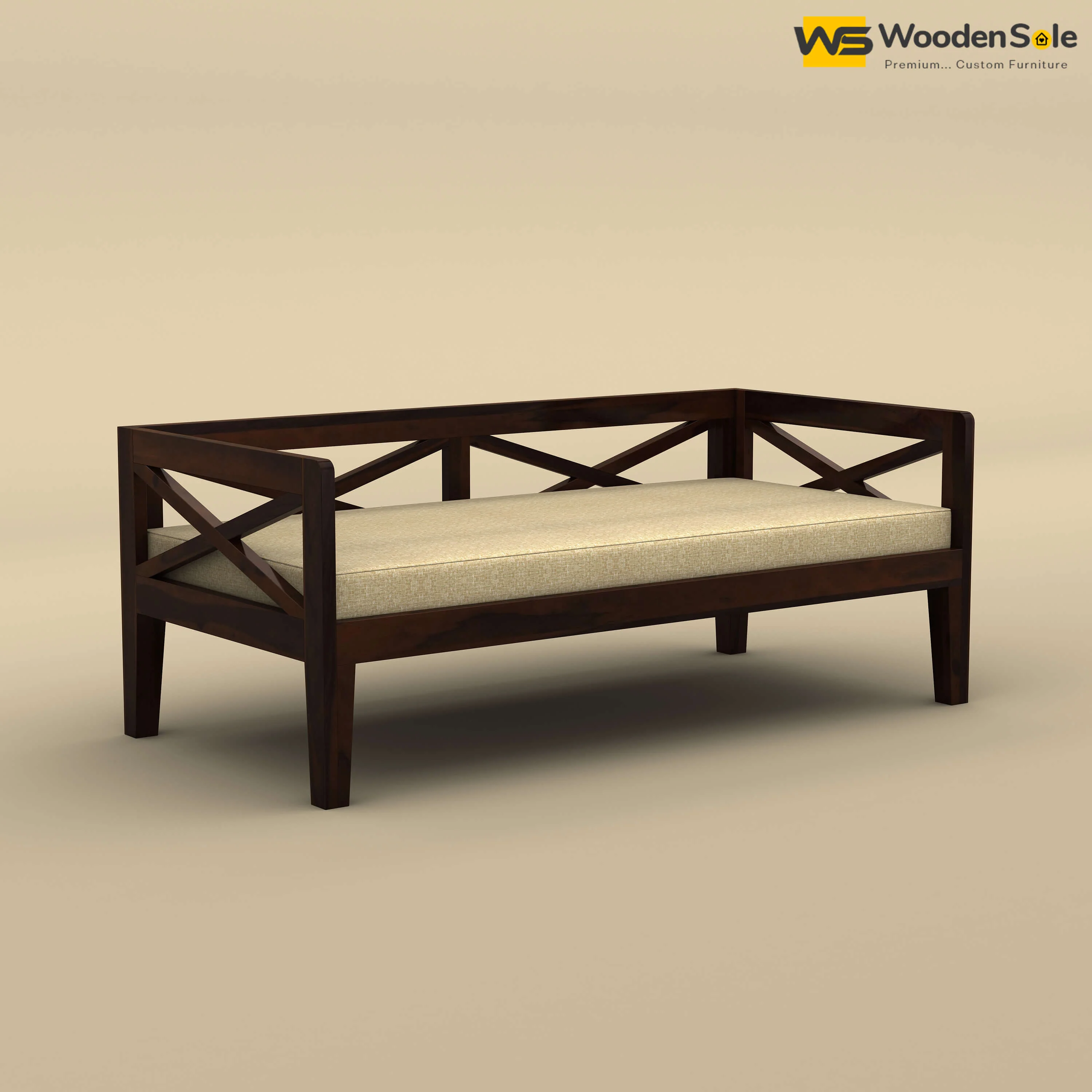 Edward Diwan Bed With Mattress (Walnut Finish)