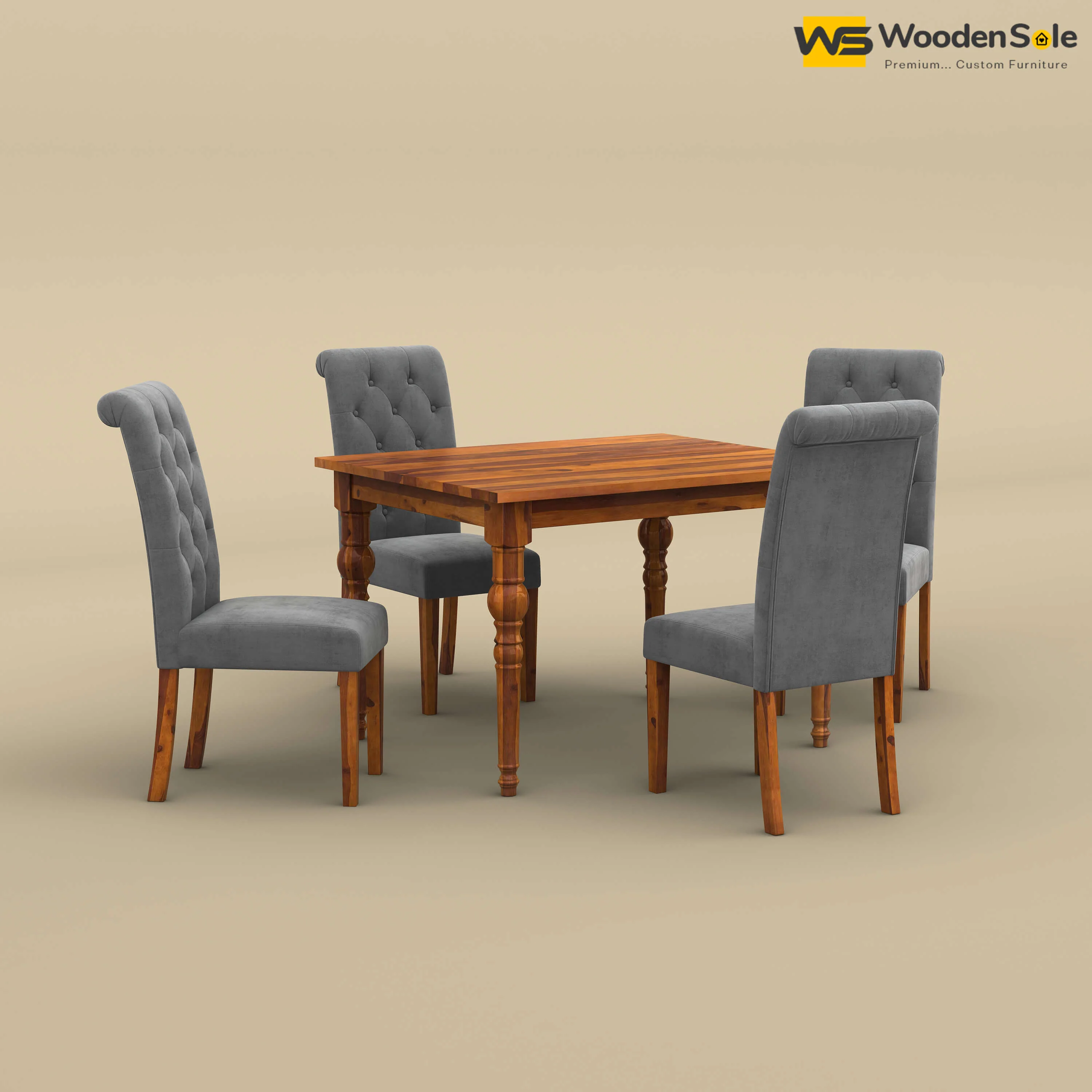Elliot Dining Table 4 Seater Set (Honey Finish)