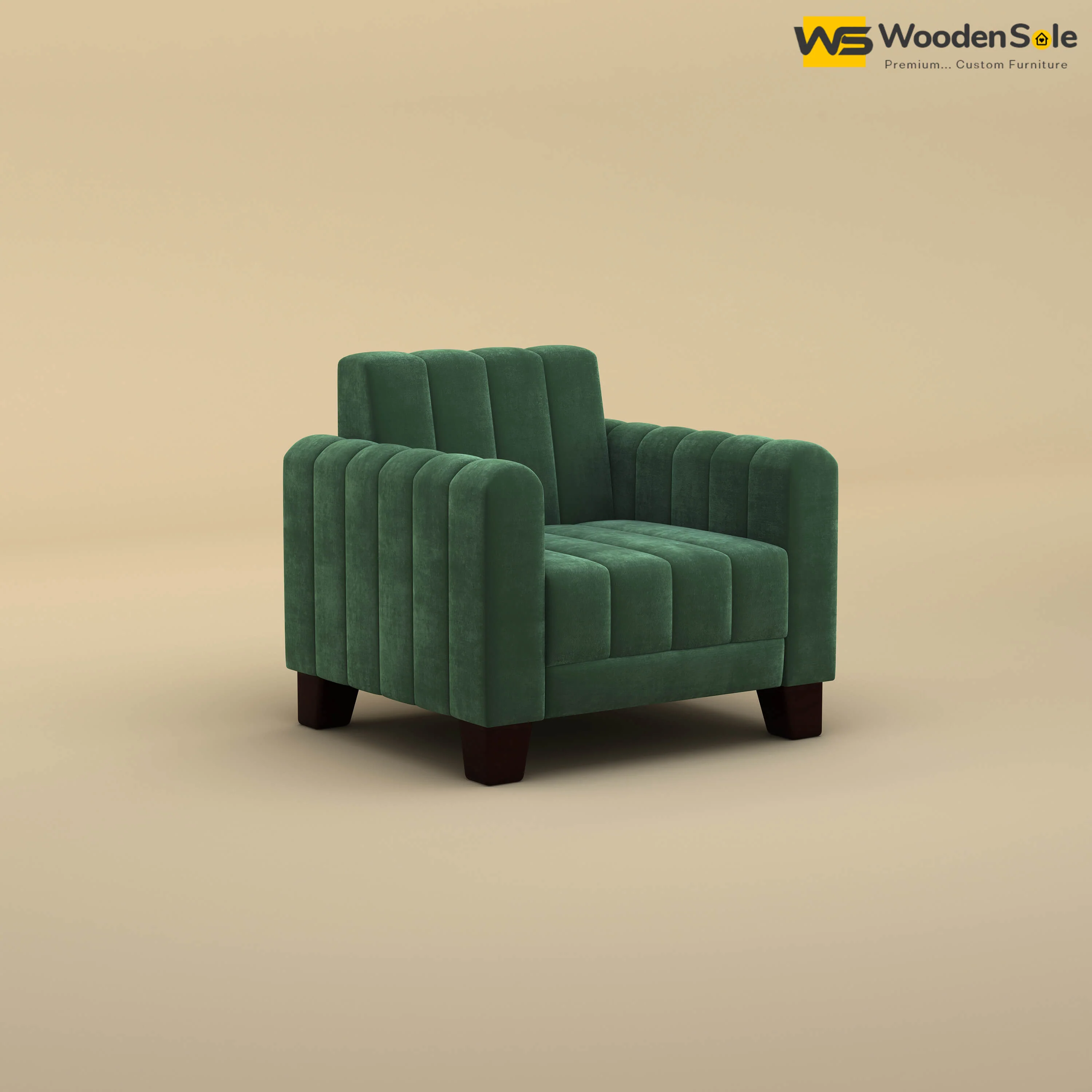 Furo 1 Seater Fabric Sofa (Velvet, Forest Green)