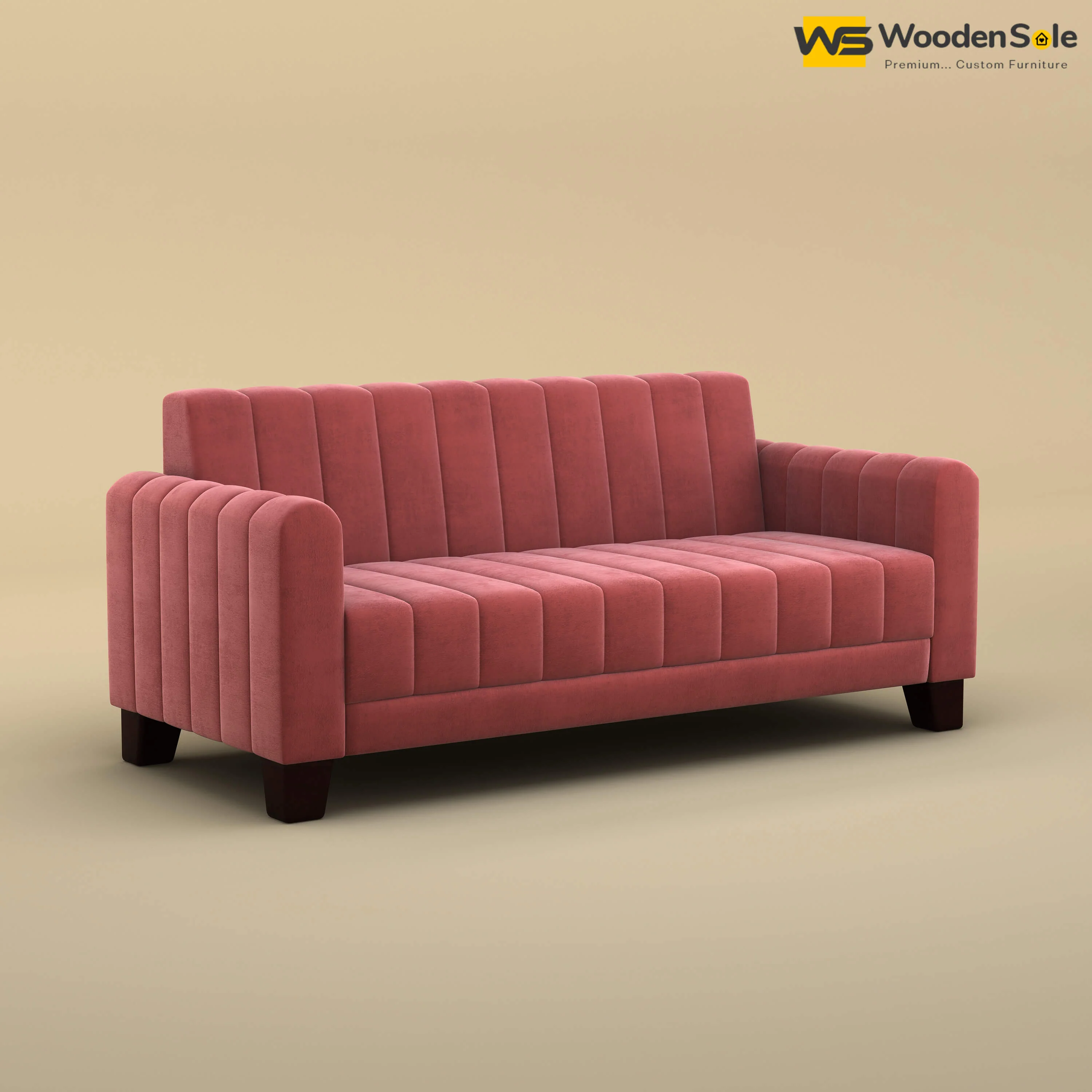 Furo 3 Seater Fabric Sofa (Velvet, Pink)