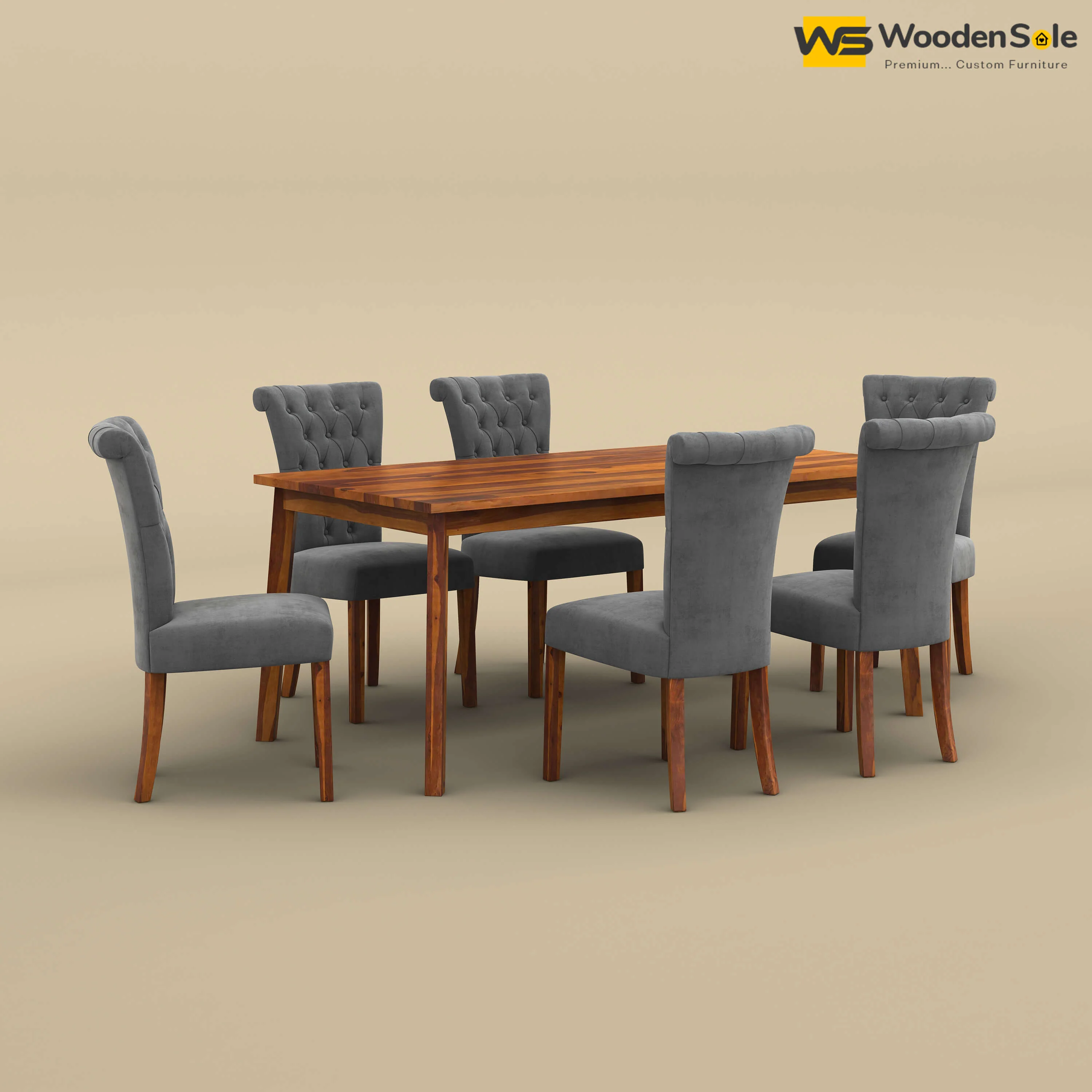Kia 6 Seater Dining Set (Honey Finish)
