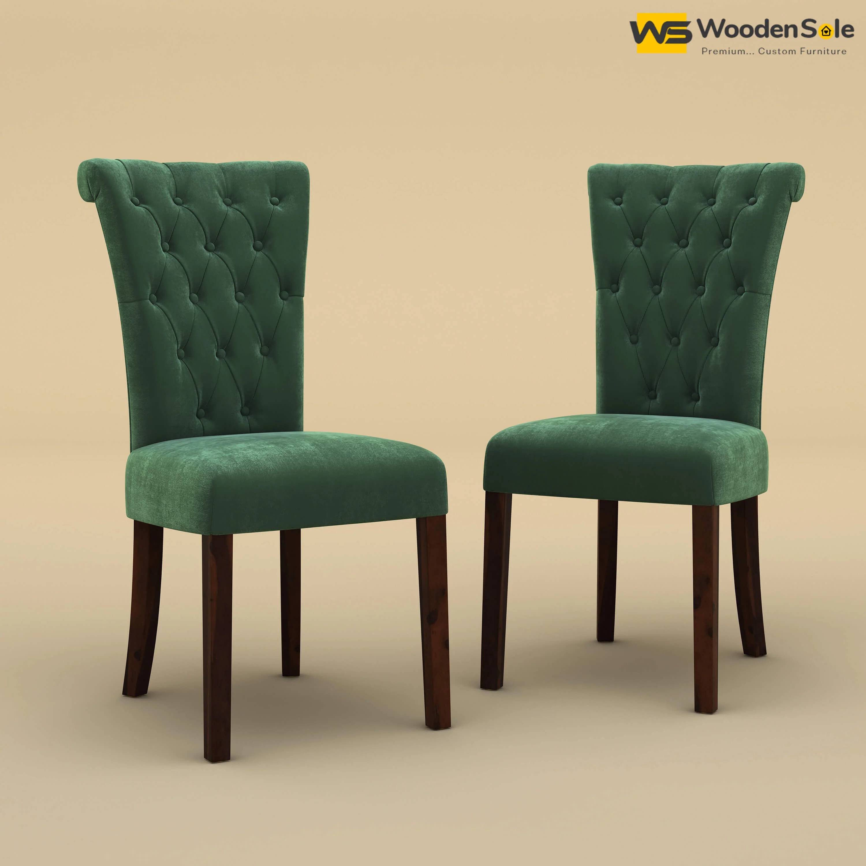 Kia Dining Chairs - Set of 2 (Velvet, Forest Green)