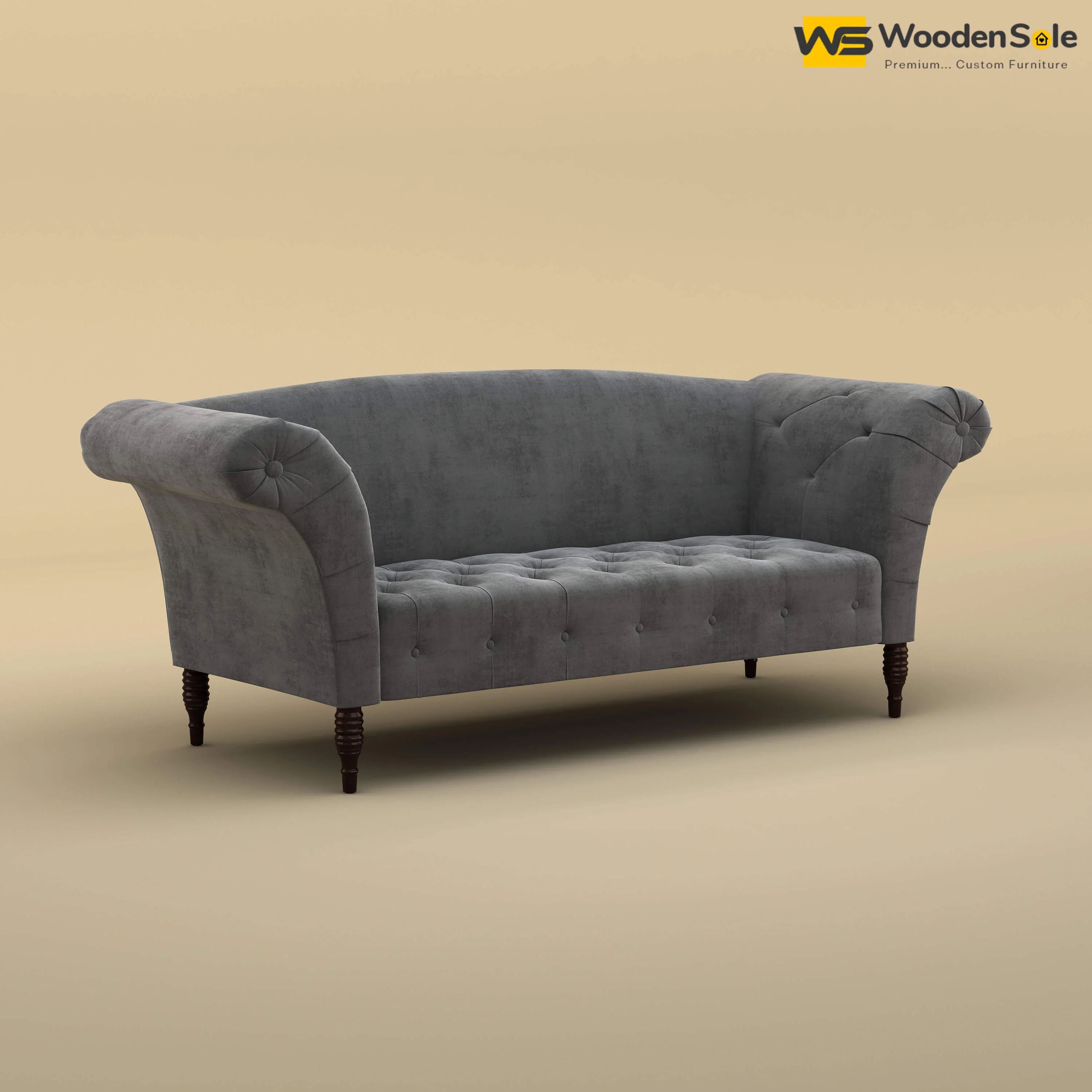 Leo Chaise Lounge (Velvet, Charcoal Gray)