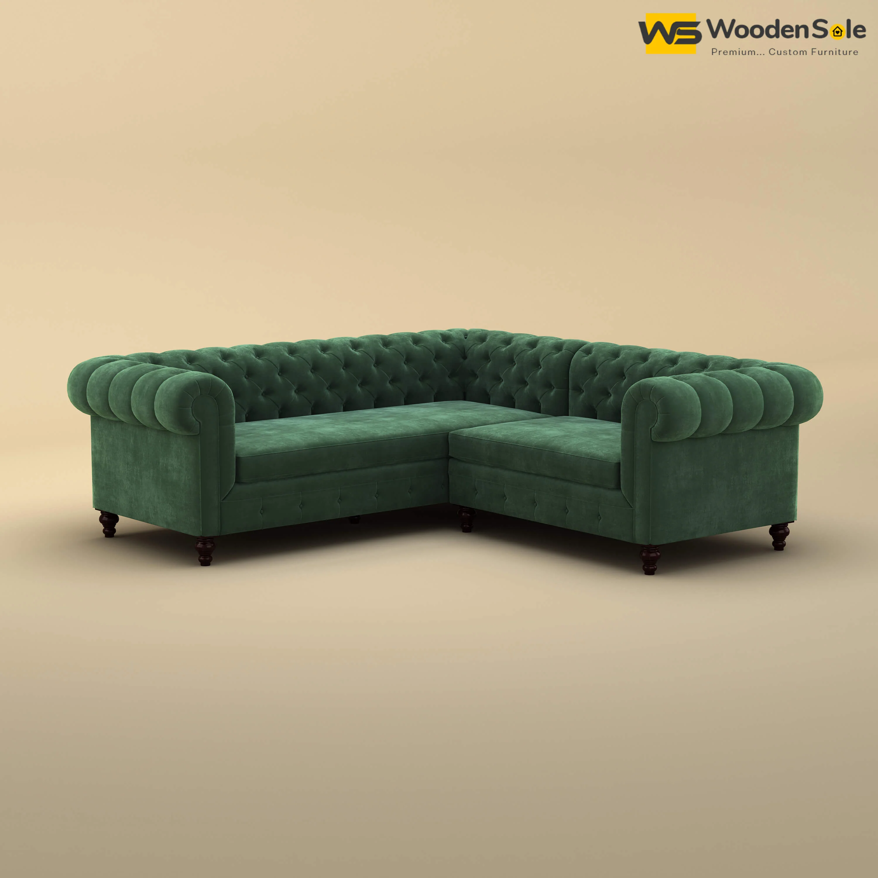 Maharaja Corner Sofa (Velvet, Forest Green)