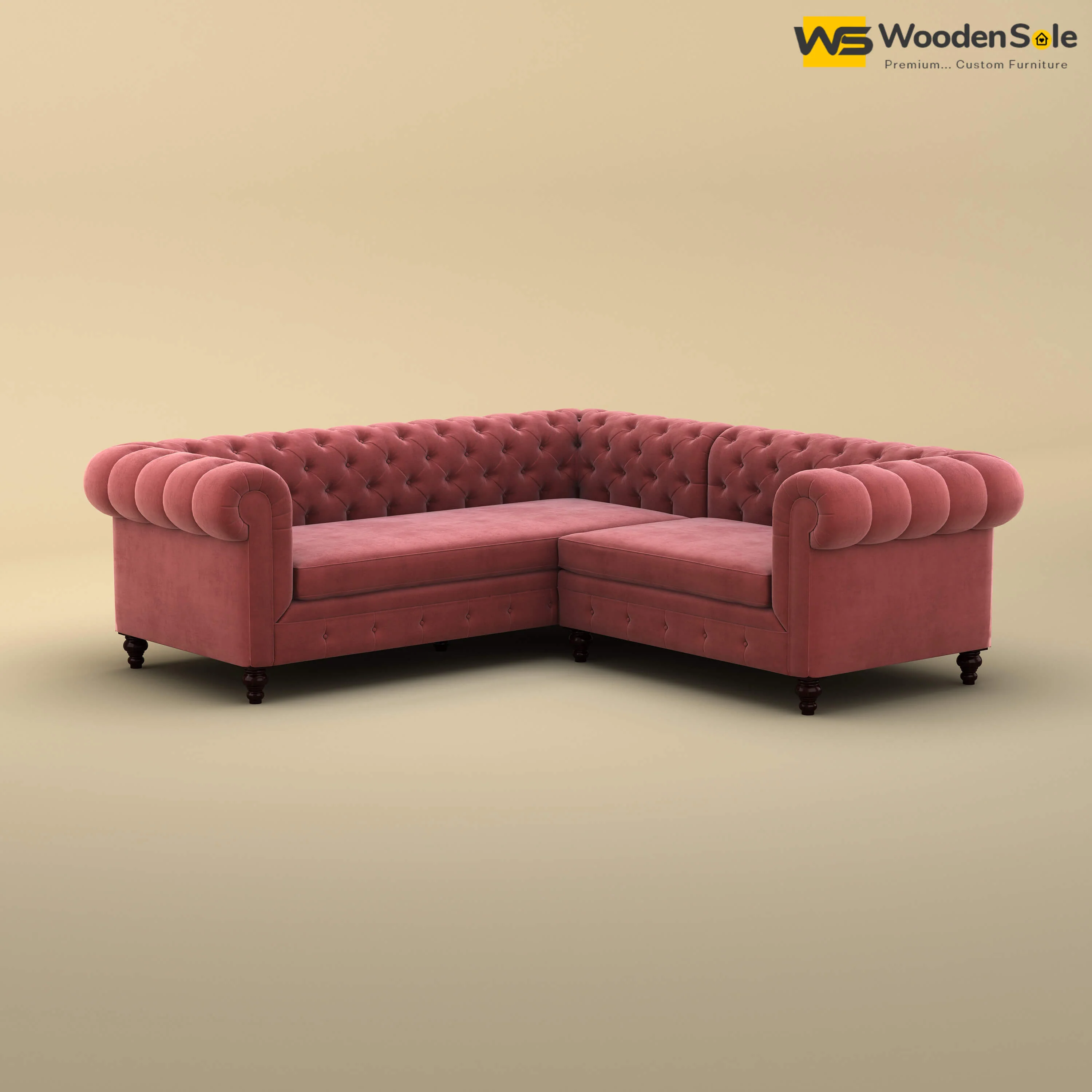Maharaja Corner Sofa (Velvet, Pink)