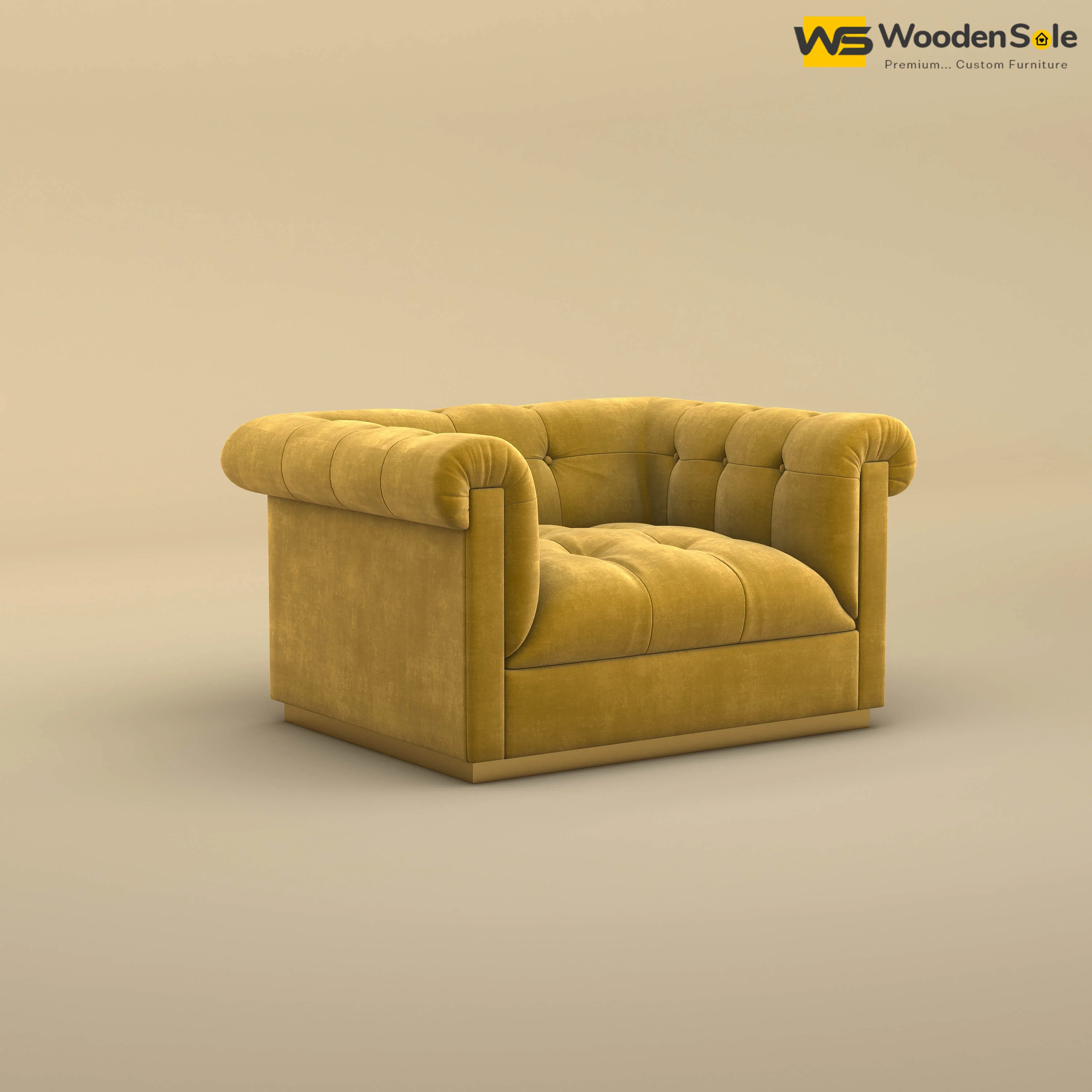 Morrison 1 Seater Fabric Sofa (Velvet, Mustard Yellow)