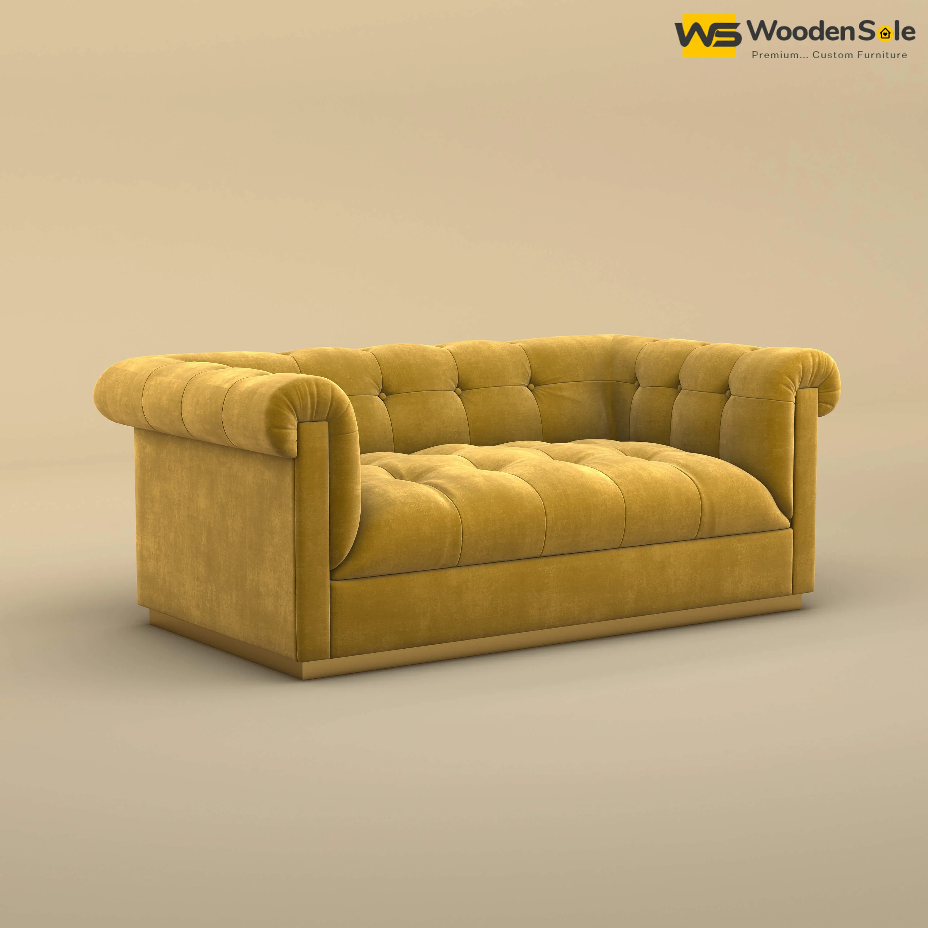 Morrison 2 Seater Fabric Sofa (Velvet, Mustard Yellow)